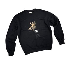 Soulland Crewneck Zodiac Sweatshirt XL 100% Organic Cotton Pullover Black